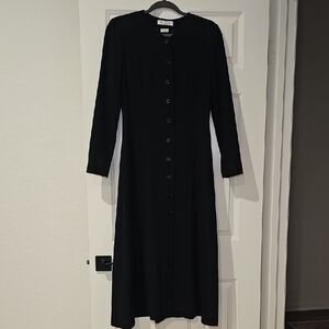 Marella Women's Black Wool Maxi Dress With Button Front Size 8